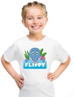 Bellatio Decorations T-shirt wit voor kinderen met Flippy de dolfijn
