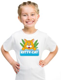 Bellatio Decorations T-shirt wit voor kinderen met Kitty Cat