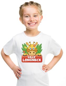 Bellatio Decorations T-shirt wit voor kinderen met Lilly longneck de giraffe