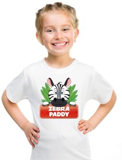 Bellatio Decorations T-shirt wit voor kinderen met Paddy de zebra