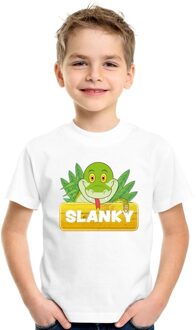 Bellatio Decorations T-shirt wit voor kinderen met Slanky de slang