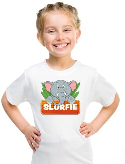 Bellatio Decorations T-shirt wit voor kinderen met Slurfie de olifant