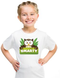 Bellatio Decorations T-shirt wit voor kinderen met Smarty de uil