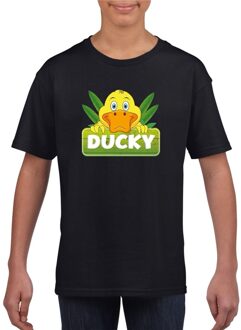 Bellatio Decorations T-shirt zwart voor kinderen met Ducky de eend