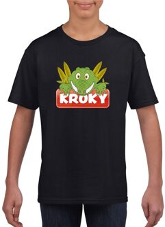Bellatio Decorations T-shirt zwart voor kinderen met Kroky de krokodil
