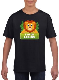 Bellatio Decorations T-shirt zwart voor kinderen met Leo de leeuw