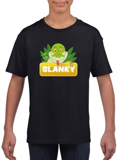 Bellatio Decorations T-shirt zwart voor kinderen met Slanky de slang