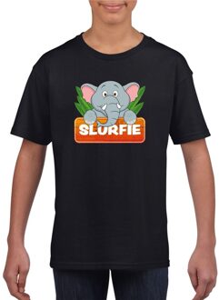 Bellatio Decorations T-shirt zwart voor kinderen met Slurfie de olifant