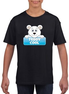 Bellatio Decorations T-shirt zwart voor kinderen met Teddy Cool de ijsbeer