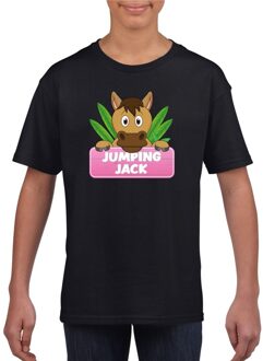 Bellatio Decorations T-shirt zwart voor meisjes met paard Jumping Jack