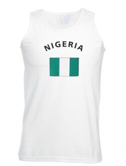Bellatio Decorations Tanktop met vlag Nigeriaanse print Wit
