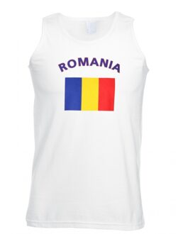 Bellatio Decorations Tanktop met vlag Romania print Wit