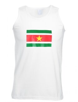 Bellatio Decorations Tanktop met vlag Suriname print Wit
