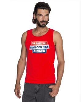 Bellatio Decorations Tanktop / mouwloos Kan ook niet zingen shirt rood heren L