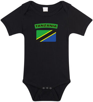 Bellatio Decorations Tanzania landen rompertje met vlag zwart voor babys 56 (1-2 maanden)