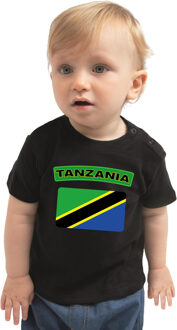 Bellatio Decorations Tanzania landen shirtje met vlag zwart voor babys 62 (1-3 maanden)