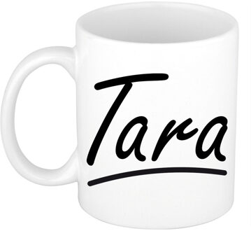 Bellatio Decorations Tara voornaam kado beker / mok sierlijke letters - gepersonaliseerde mok met naam - Naam mokken Multikleur