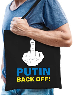 Bellatio Decorations Tas - Puttin back off - middelvinger - I stand with Ukraine - zwart - protest