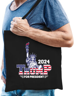 Bellatio Decorations Tas - Trump for president - fout/grappig voor carnaval - 42 x 38 cm - Feest Boodschappentassen Zwart