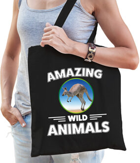 Bellatio Decorations Tasje kangoeroes amazing wild animals / dieren zwart voor volwassenen en kinderen