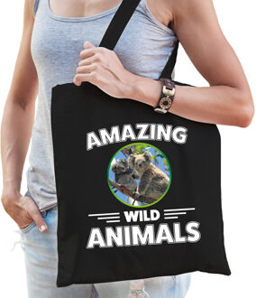 Bellatio Decorations Tasje koalaberen amazing wild animals / dieren zwart voor volwassenen en kinderen