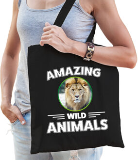 Bellatio Decorations Tasje leeuwen amazing wild animals / dieren zwart voor volwassenen en kinderen