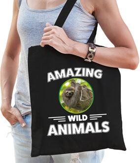 Bellatio Decorations Tasje luiaarden amazing wild animals / dieren zwart voor volwassenen en kinderen