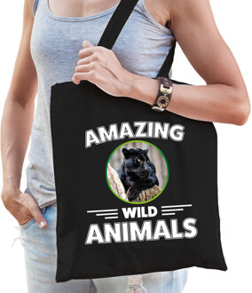 Bellatio Decorations Tasje zwarte panters amazing wild animals / dieren zwart voor volwassenen en kinderen