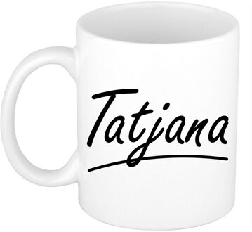 Bellatio Decorations Tatjana voornaam kado beker / mok sierlijke letters - gepersonaliseerde mok met naam - Naam mokken Multikleur