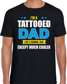 Bellatio Decorations Tattooed dad normal except cooler cadeau t-shirt zwart voor heren - Vaderdagscadeaus 2XL