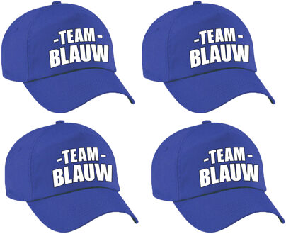 Bellatio Decorations Team blauw petje - 4x - volwassenen - voor bedrijfsuitje / sportdag / training - baseballcap