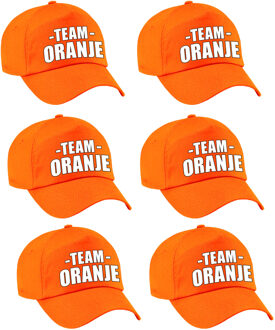 Bellatio Decorations Team oranje petje - 6x - volwassenen - voor bedrijfsuitje / sportdag / training - baseballcap