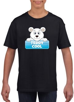 Bellatio Decorations Teddy Cool de ijsbeer t-shirt zwart voor kinderen - unisex - ijsberen shirt L (146-152)