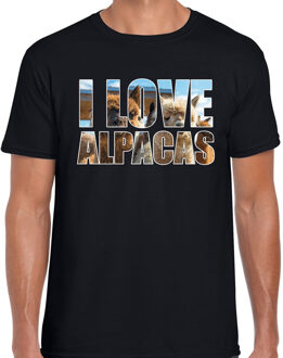 Bellatio Decorations Tekst shirt I love alpacas met dieren foto van een alpaca zwart voor heren - cadeau t-shirt alpacas liefhebber 2XL