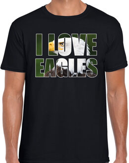 Bellatio Decorations Tekst shirt I love eagles met dieren foto van een arend vogels zwart voor heren - cadeau t-shirt arenden liefhebber 2XL