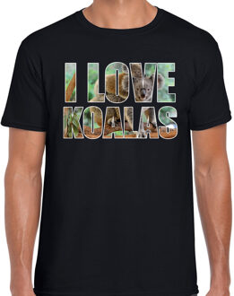 Bellatio Decorations Tekst shirt I love koalas met dieren foto van een koala zwart voor heren - cadeau t-shirt koalaberen liefhebber XL