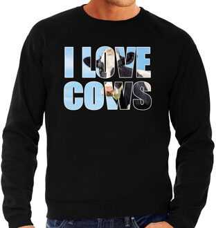 Bellatio Decorations Tekst sweater I love cows met dieren foto van een koe zwart voor heren - cadeau trui koeien liefhebber 2XL