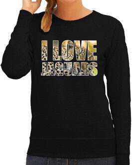 Bellatio Decorations Tekst sweater I love jaguars met dieren foto van een jaguar zwart voor dames - cadeau trui jachtluipaarden liefhebber 2XL