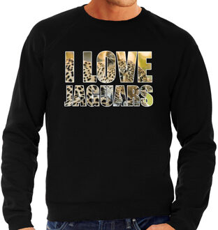 Bellatio Decorations Tekst sweater I love jaguars met dieren foto van een jaguar zwart voor heren - cadeau trui jachtluipaarden liefhebber 2XL