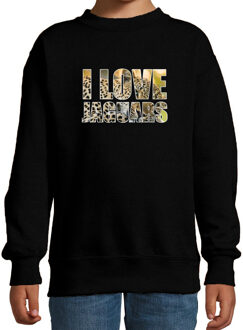 Bellatio Decorations Tekst sweater I love jaguars met dieren foto van een jaguar zwart voor kinderen