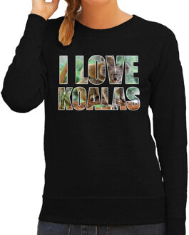 Bellatio Decorations Tekst sweater I love koalas met dieren foto van een koala zwart voor dames - cadeau trui koalaberen liefhebber 2XL