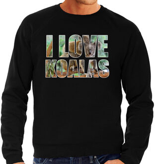 Bellatio Decorations Tekst sweater I love koalas met dieren foto van een koala zwart voor heren - cadeau trui koalaberen liefhebber 2XL