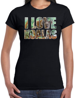 Bellatio Decorations Tekst t-shirt I love koalas met dieren foto van een koala zwart voor dames