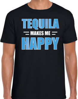 Bellatio Decorations Tequila makes me happy / Tequila maakt me gelukkig drank t-shirt zwart voor heren - tequila drink shirt - themafeest / outfit XL