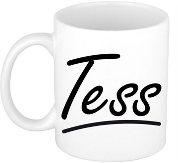 Bellatio Decorations Tess Naam koffiemok - beker - met sierlijke letters - wit - 300 ml - Cadeau - Dames