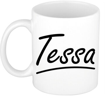 Bellatio Decorations Tessa voornaam kado beker / mok sierlijke letters - gepersonaliseerde mok met naam - Naam mokken Multikleur