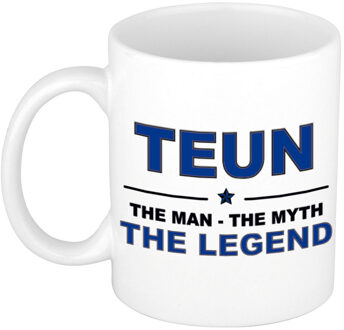 Bellatio Decorations Teun cadeau mok - man myth legend - naam koffiemok / beker - wit en blauw - 300 ml