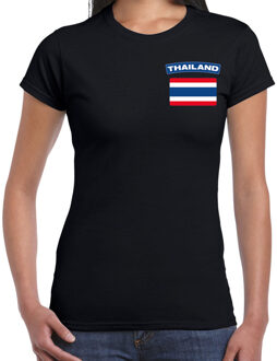 Bellatio Decorations Thailand landen shirt met vlag zwart voor dames - borst bedrukking 2XL