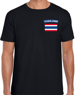 Bellatio Decorations Thailand landen shirt met vlag zwart voor heren - borst bedrukking 2XL