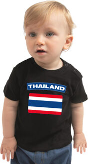 Bellatio Decorations Thailand landen shirtje met vlag zwart voor babys 62 (1-3 maanden)